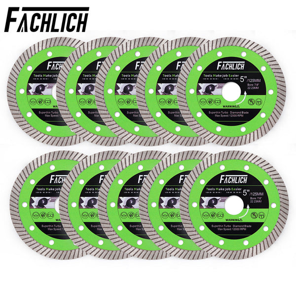 FACHLICH Super-Thin Diamond turbo Cutting Saw Blades for Cutting Hard Material Ceramic Tile Granite Dia 4"/4.5"/5"