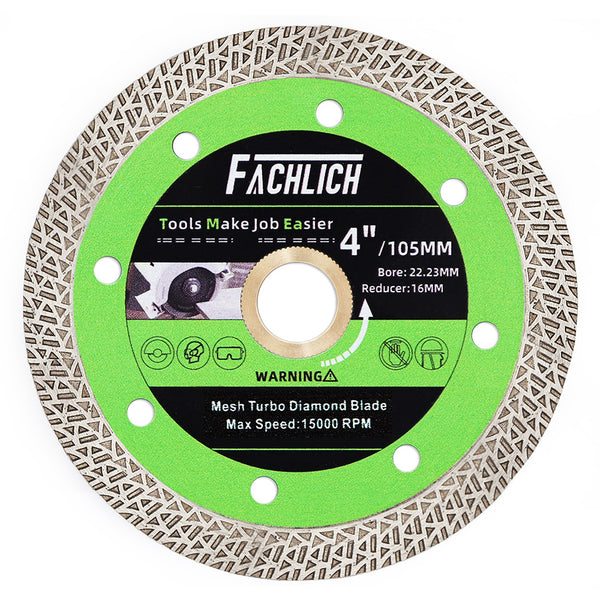 FACHLICH Diamond Mesh Turbo Rim Segment Saw Blade for Cutting Marble Granite Stone Dia 4''/4.5''/5''/7''/9''