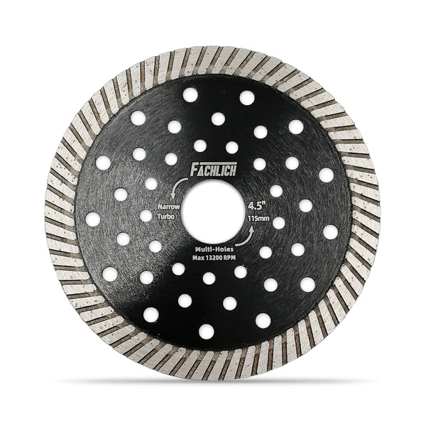 FACHLICH Hot Pressed Multi Holes Diamond Turbo Saw Blade for Hard Material Marble Granite Diameter 4''/4.5"/5"/7"/9"