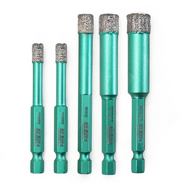 FACHLICH Quick-Fit Shank Diamond Dry Drilling Bits for Granite Marble Tile Ceramic Dia 6/8/10/12/14mm