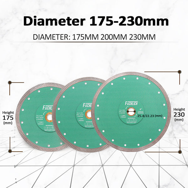 FACHLICH X Mesh Turbo Diamond Cutting Disc for Porcelain Marble Tile Ceramic Dia 4"/4.5''/5''/7''/8''/9''/10''/12''/14''