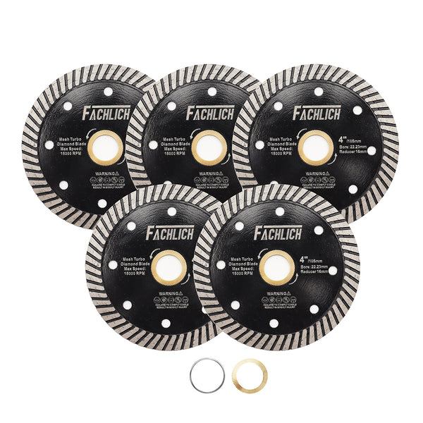 FACHLICH Hot Pressed Multi Holes Diamond Turbo Saw Blade for Hard Material Marble Granite Diameter 4''/4.5"/5"/7"/9"