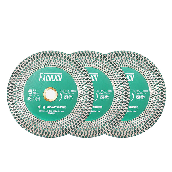 FACHLICH X Mesh Diamond Double Sided Cutting and Grinding Disc for Marble Ceramic Tile Porcelain Dia 105/115/125mm