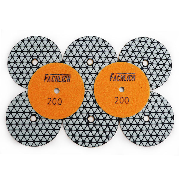 FACHLICH Diamond Flexible Dry Polishing Pads for Granite Marble Dia 4''/100mm 8pcs/set