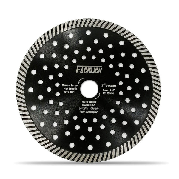 FACHLICH Hot Pressed Multi Holes Diamond Turbo Saw Blade for Hard Material Marble Granite Diameter 4''/4.5"/5"/7"/9"