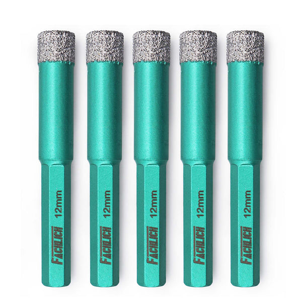 FACHLICH Diamond Hexagon Shank Drilling Core Bits for Tile Porcelain Ceramic Marble Dia 5/6/8/10/12/14 mm