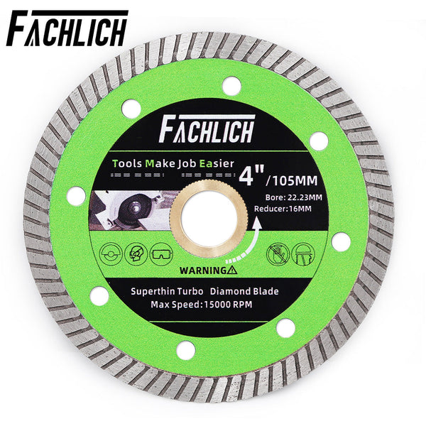 FACHLICH Super-Thin Diamond turbo Cutting Saw Blades for Cutting Hard Material Ceramic Tile Granite Dia 4"/4.5"/5"