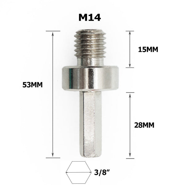 FACHLICH Diamond Core Drill Bit Adapter 5/8-11 or M14 or M10 Thread  to 3/8" Hexagon Shank