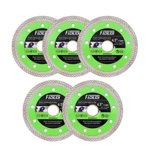 FACHLICH Diamond Mesh Turbo Rim Segment Saw Blade for Cutting Marble Granite Stone Dia 4''/4.5''/5''/7''/9''