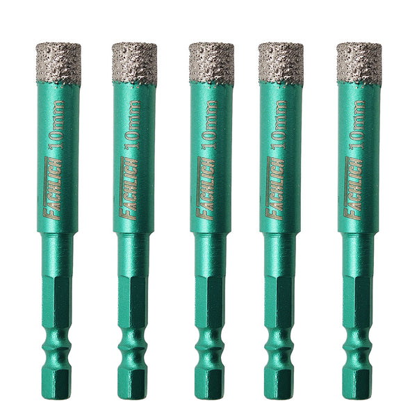 FACHLICH Double-Ear Quick-Fit Shank Diamond Dry Drilling Bits for Granite Marble Tile Ceramic Dia 6/8/10/12/14mm