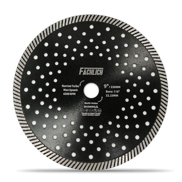 FACHLICH Hot Pressed Multi Holes Diamond Turbo Saw Blade for Hard Material Marble Granite Diameter 4''/4.5"/5"/7"/9"