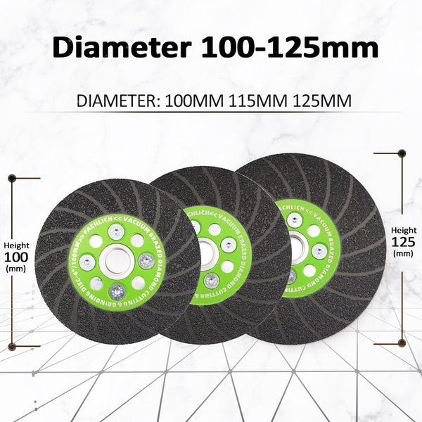 FACHLICH Diamond Double Sided Turbo Cutting Disc Grinding Wheel with 5/8-11 or M14 Thread for Tile Concrete Granite Marble Dia 100/115/125mm