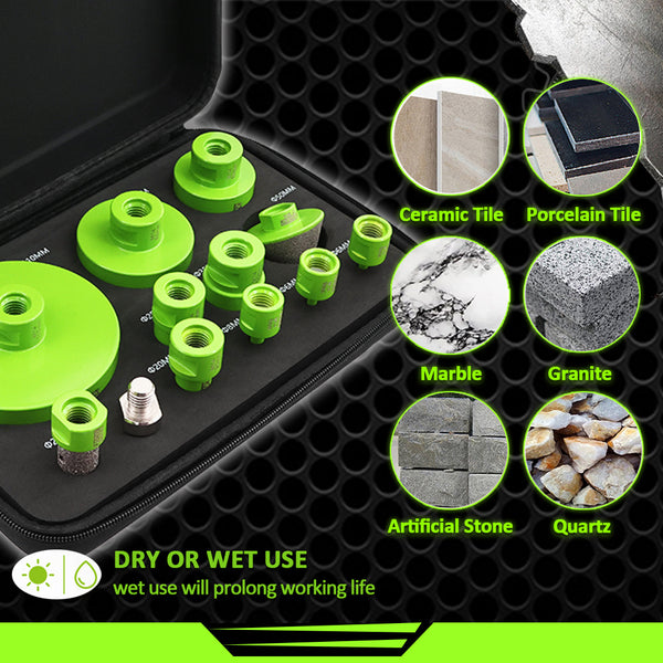 FACHLICH 13pcs 6-110mm Diamond Core Drill Bit Set for Ceramic Tile Granite Marble