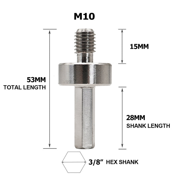 FACHLICH Diamond Core Drill Bit Adapter 5/8-11 or M14 or M10 Thread  to 3/8" Hexagon Shank