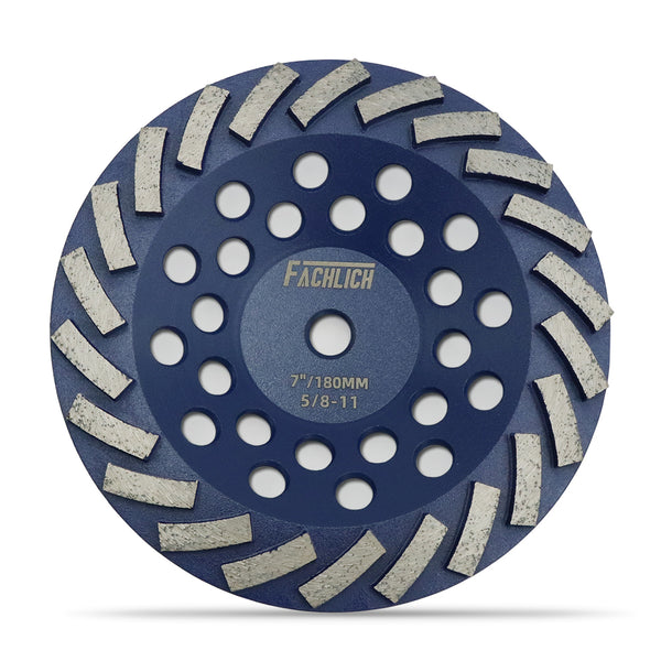 FACHLICH Diamond Turbo Row Cup Grinding Wheel with M14 or 5/8-11 Thread for Concrete Hard Stone Granite Dia 4''/4.5''/5''/7''