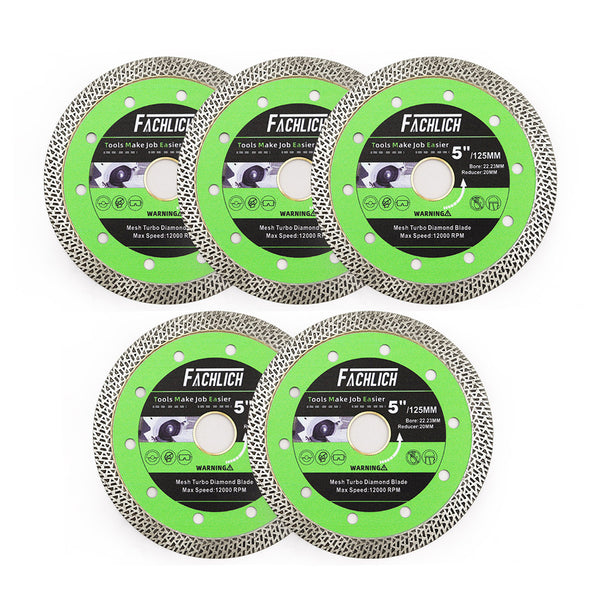 FACHLICH Diamond Mesh Turbo Rim Segment Saw Blade for Cutting Marble Granite Stone Dia 4''/4.5''/5''/7''/9''