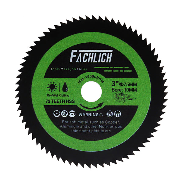 FACHLICH High-Speed Steel Cutting Disc for Copper Metal Wood Aluminum Dia 3''/75mm