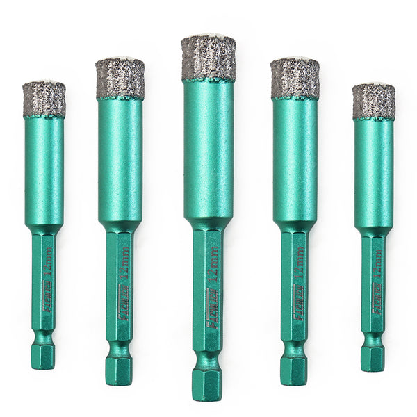 FACHLICH Quick-Fit Shank Diamond Dry Drilling Bits for Granite Marble Tile Ceramic Dia 6/8/10/12/14mm