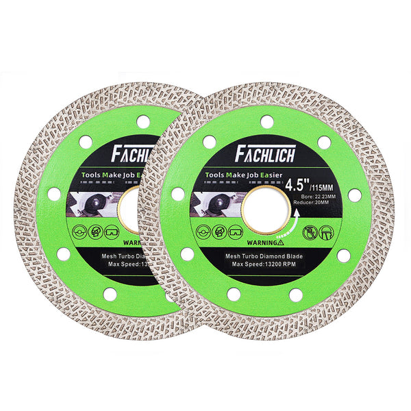 FACHLICH Diamond Mesh Turbo Rim Segment Saw Blade for Cutting Marble Granite Stone Dia 4''/4.5''/5''/7''/9''