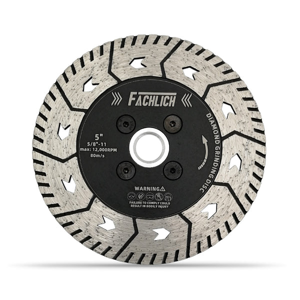 FACHLICH Diamond Dual Cutting Disc with 5/8-11 or M14 Thread for Cutting Granite Marble Concrete Brick Dia 3"/4.5"/5"