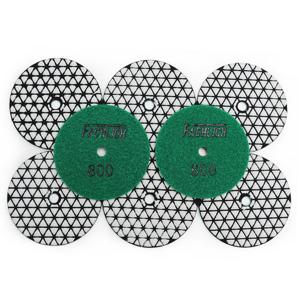 FACHLICH Diamond Flexible Dry Polishing Pads for Granite Marble Dia 4''/100mm 8pcs/set