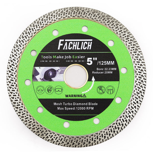 FACHLICH Diamond Mesh Turbo Rim Segment Saw Blade for Cutting Marble Granite Stone Dia 4''/4.5''/5''/7''/9''