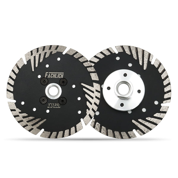 FACHLICH Diamond Saw Blades with Slant Protection Teeth for Cutting Ceramic Tile Granite Marble Brick Masonry Dia 4"/4.5"/5"/7"/9" with 5/8-11 or M14 Thread