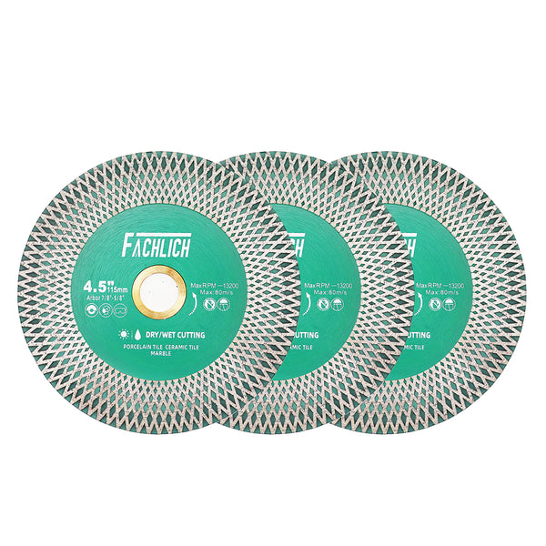 FACHLICH X Mesh Diamond Double Sided Cutting and Grinding Disc for Marble Ceramic Tile Porcelain Dia 105/115/125mm