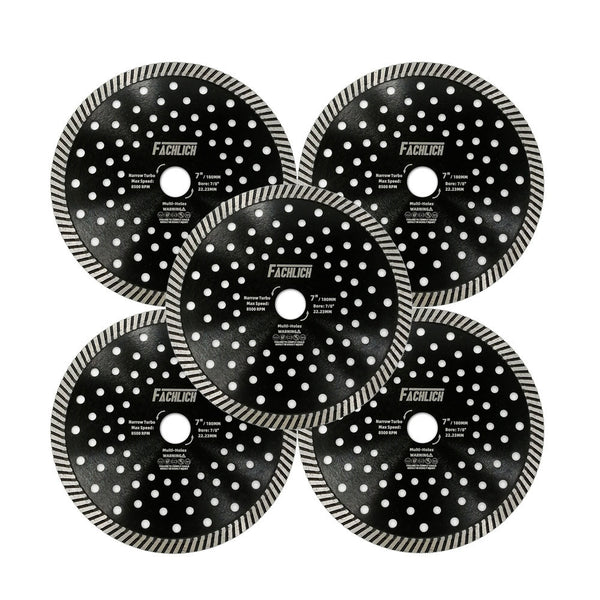 FACHLICH Hot Pressed Multi Holes Diamond Turbo Saw Blade for Hard Material Marble Granite Diameter 4''/4.5"/5"/7"/9"