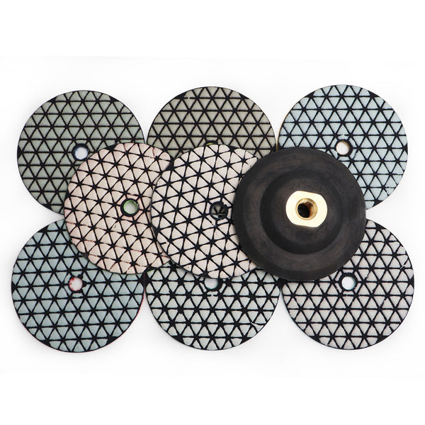 FACHLICH Diamond Flexible Dry Polishing Pads for Granite Marble Dia 4''/100mm 8pcs/set