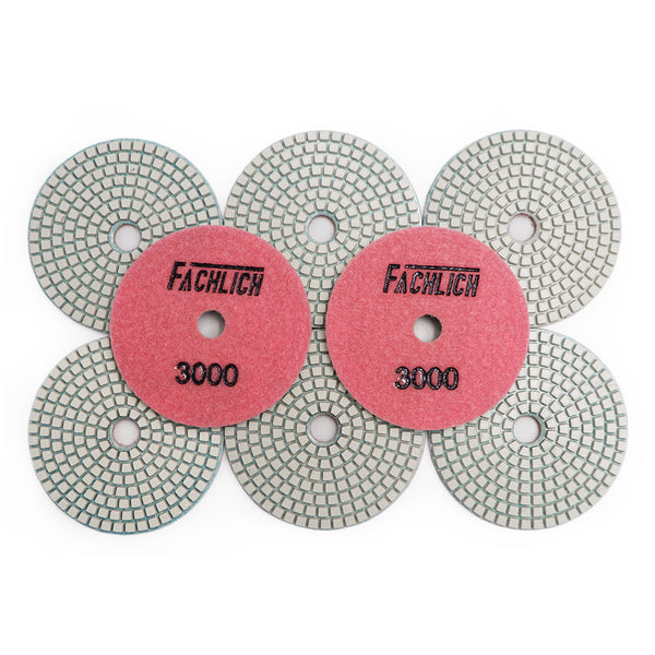 FACHLICH Diamond Wet Polishing Pads for Granite Marble Dia 4''/100mm 8pcs/set