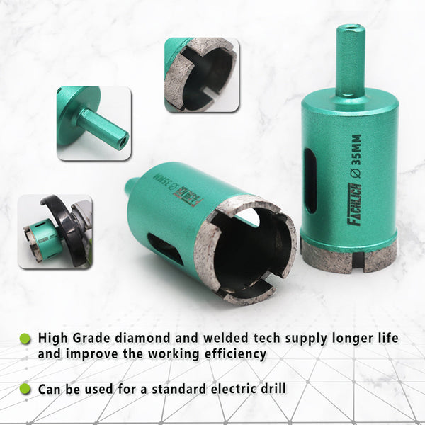 FACHLICH Welded Diamond Drilling Core Bits Wet Shank Connection Drill Bits Hole Saw for Drilling Marble Granite Dia 6-75mm