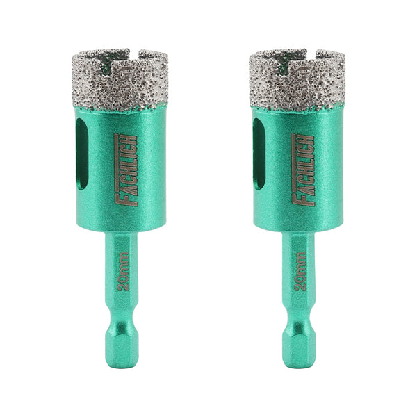 FACHLICH Diamond Core Bit 2pcs Dia 20/25mm Ceramic Tile Marble Granite Vacuum Brazed Hole Saw Quick-fit Shank