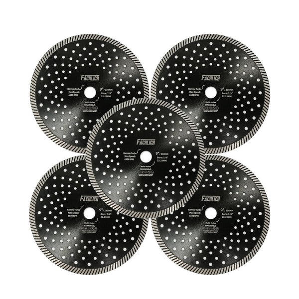 FACHLICH Hot Pressed Multi Holes Diamond Turbo Saw Blade for Hard Material Marble Granite Diameter 4''/4.5"/5"/7"/9"