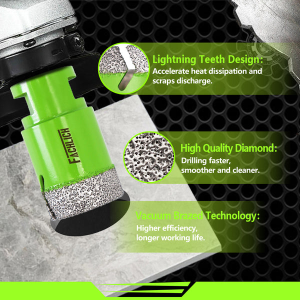 FACHLICH 10pcs 6/6/8/10/35/50/68MM Diamond Drill Bits 25MM Grinding Cutting Bit Hex Adapter For Marble Tile Porcelain Granite