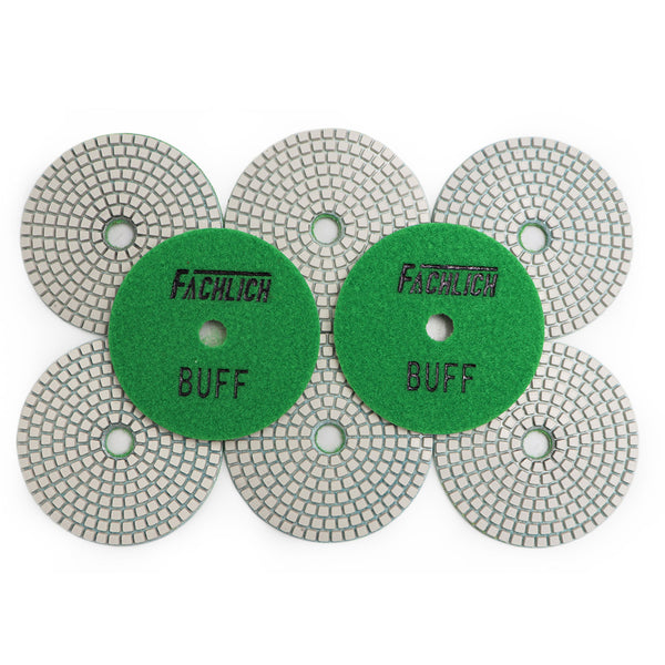 FACHLICH Diamond Wet Polishing Pads for Granite Marble Dia 4''/100mm 8pcs/set