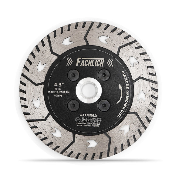 FACHLICH Diamond Dual Cutting Disc with 5/8-11 or M14 Thread for Cutting Granite Marble Concrete Brick Dia 3"/4.5"/5"