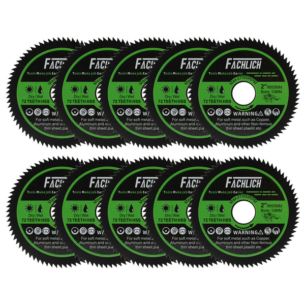 FACHLICH High-Speed Steel Cutting Disc Dia 50/75mm Cutting Copper Soft Metal Aluminum Wood Pipe Drywall Metal Superthin Bore 10mm Saw Blade