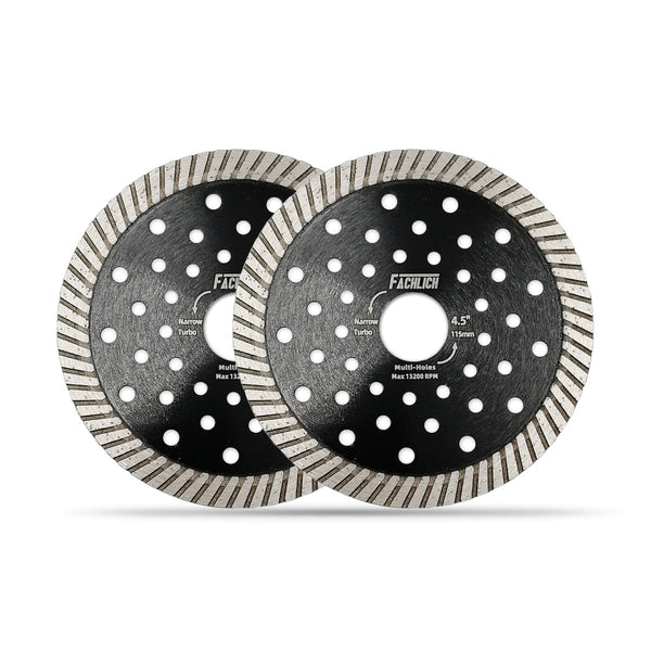 FACHLICH Hot Pressed Multi Holes Diamond Turbo Saw Blade for Hard Material Marble Granite Diameter 4''/4.5"/5"/7"/9"