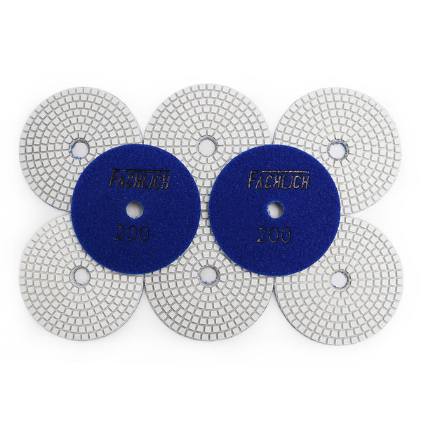 FACHLICH Diamond Wet Polishing Pads for Granite Marble Dia 4''/100mm 8pcs/set