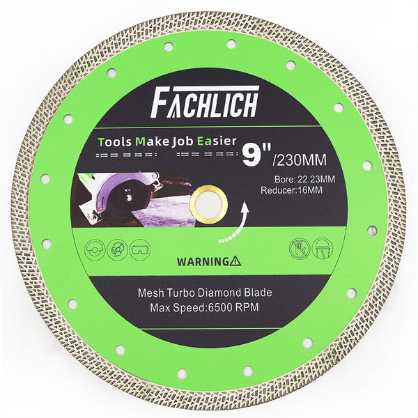 FACHLICH Diamond Mesh Turbo Rim Segment Saw Blade for Cutting Marble Granite Stone Dia 4''/4.5''/5''/7''/9''