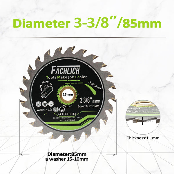 FACHLICH TCT Wood Cutting Disc 2/3/5/10pcs Dia 85mm Wood Plastic PVC Pipe Saw Blades