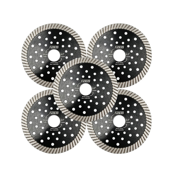 FACHLICH Hot Pressed Multi Holes Diamond Turbo Saw Blade for Hard Material Marble Granite Diameter 4''/4.5"/5"/7"/9"