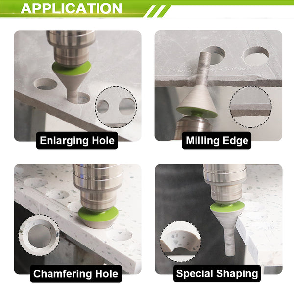 FACHLICH Diamond Milling Finger Chamfering Bit 10-35mm/20-50mm Ceramic Tile Porcelain Granite Vacuum Brazed Hole Saw Hex Shank