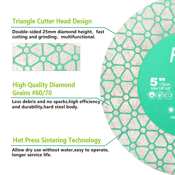 FACHLICH Diamond Cutting Grinding Disc 1/2/3/5pcs Dia 105/115/125mm Ceramic Porcelain Marble Granite Saw Blades