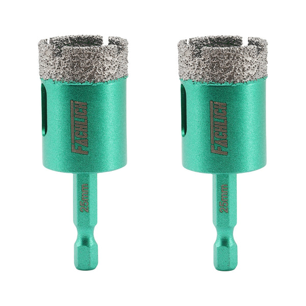 FACHLICH Diamond Core Bit 2pcs Dia 20/25mm Ceramic Tile Marble Granite Vacuum Brazed Hole Saw Quick-fit Shank