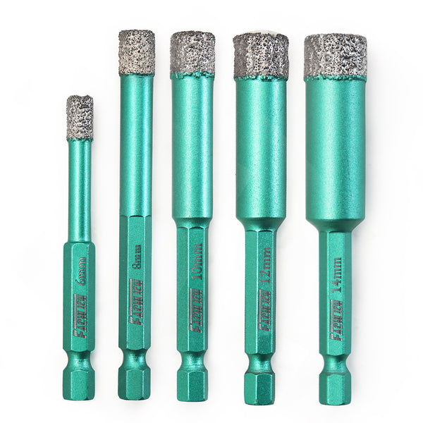 FACHLICH Quick-Fit Shank Diamond Dry Drilling Bits for Granite Marble Tile Ceramic Dia 6/8/10/12/14mm