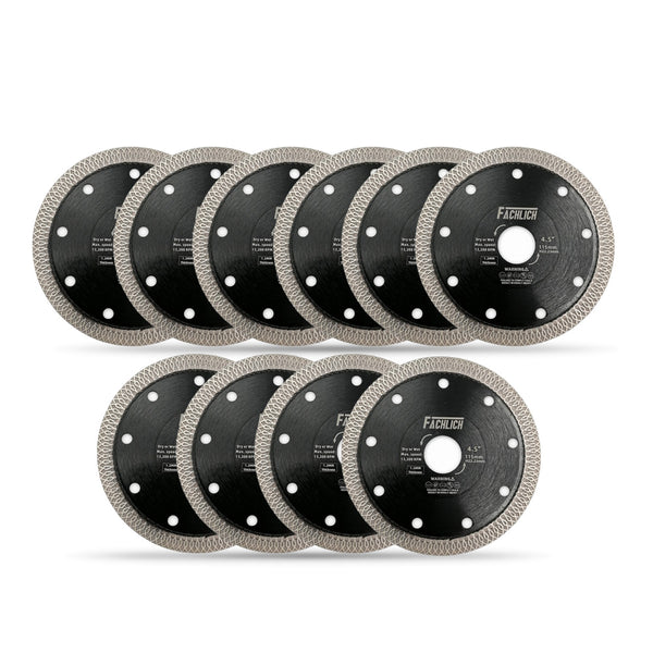 FACHLICH X Mesh Turbo Diamond Saw Blade for Cutting Porcelain Marble Tile Ceramic Dia 4''/4.5''/5''/7''/8''/9''/10''/12''