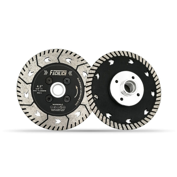 FACHLICH Diamond Dual Cutting Disc with 5/8-11 or M14 Thread for Cutting Granite Marble Concrete Brick Dia 3"/4.5"/5"