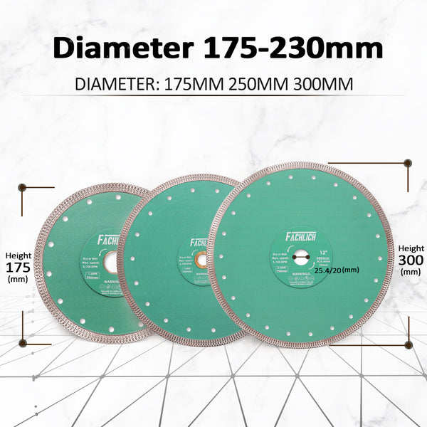 FACHLICH X Mesh Turbo Diamond Cutting Disc for Porcelain Marble Tile Ceramic Dia 4"/4.5''/5''/7''/8''/9''/10''/12''/14''